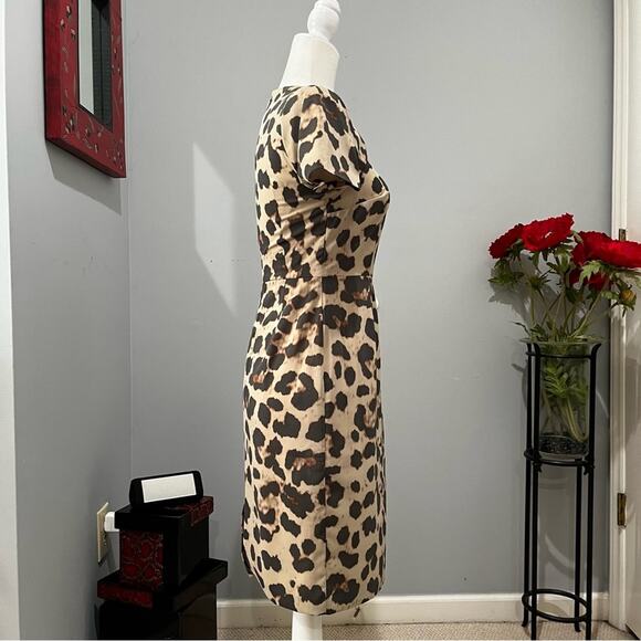 NEW Banana Republic Mad Men Tailored Career Classic Leopard Sheath Dress 2P NWT - Picture 5 of 16